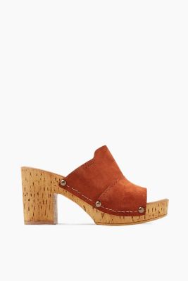 Leather clog with cork-look sole