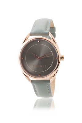 Esprit rose gold tone watch with grey leather strap at our Online Shop