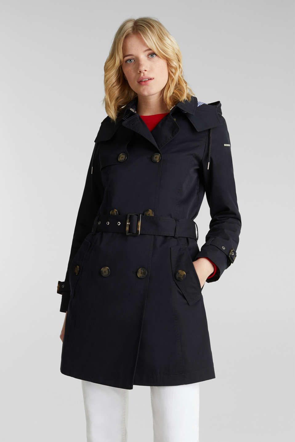 Esprit - Trench coat with an adjustable hood at our Online Shop