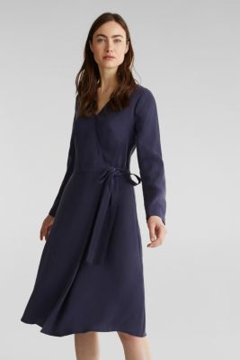 Esprit - Midi dress with a wrap-over effect