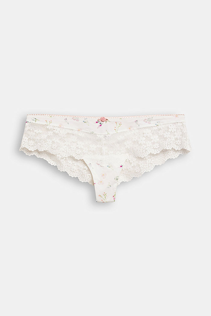 Recycled: Hipster shorts with lace, OFF WHITE, overview