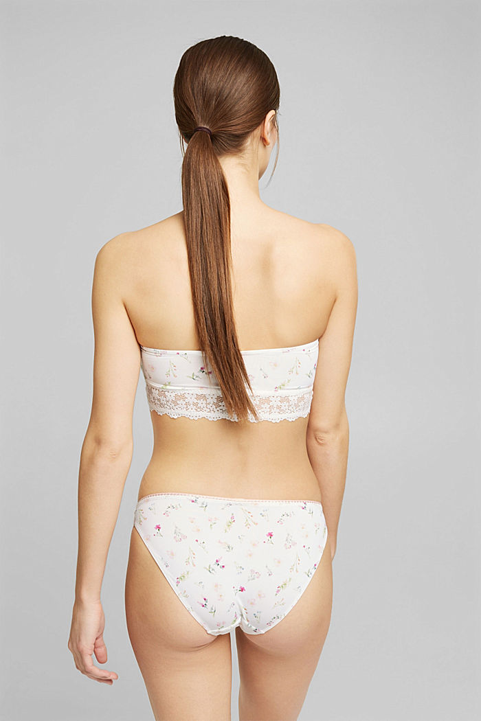 Reciclado: top de bikini bandeau con relleno y encaje, OFF WHITE, detail image number 1