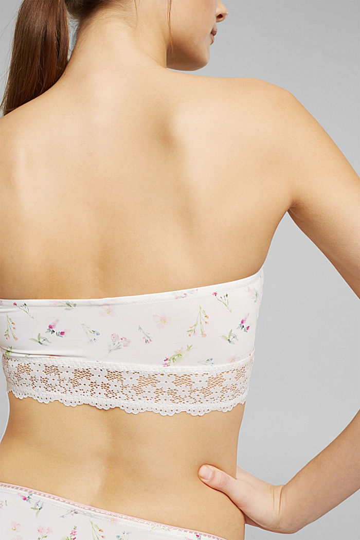 Recycled: Padded bandeau bikini top with lace, OFF WHITE, detail image number 3