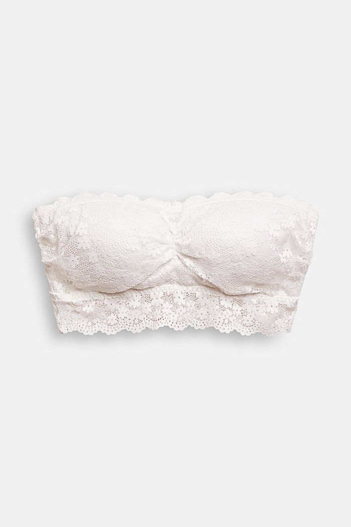 Recycled: Padded bandeau bikini top with lace, OFF WHITE, detail image number 5