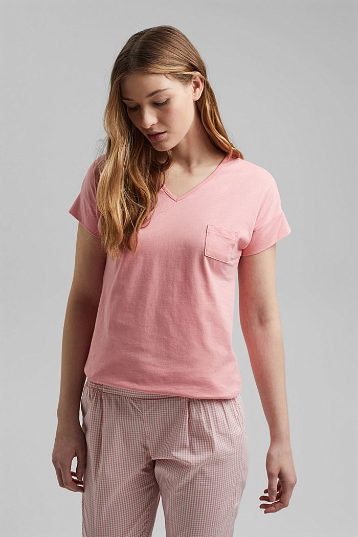 Stretch top made of 100% organic cotton, CORAL, detail image number 1