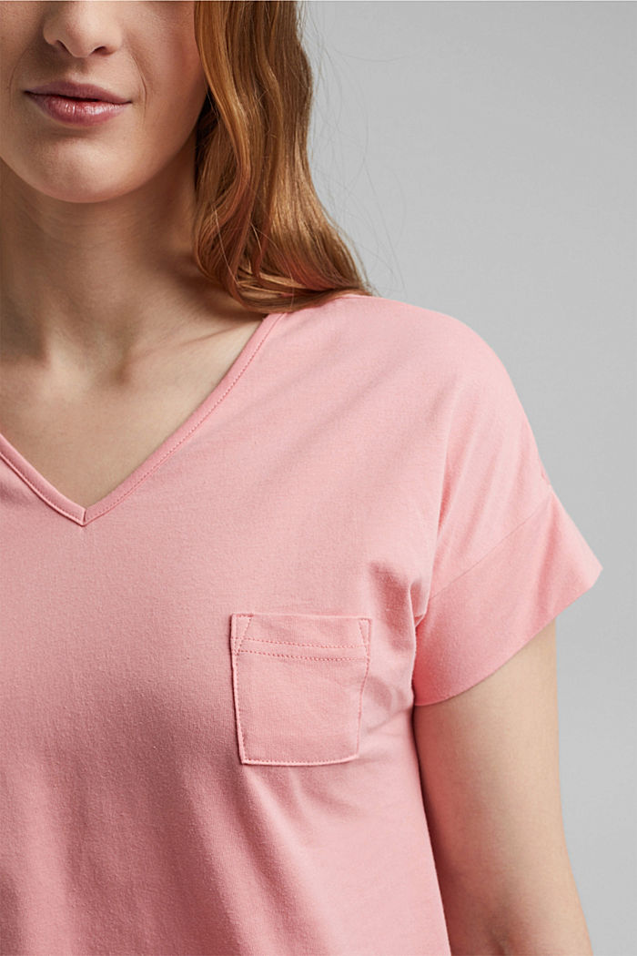 Stretch top made of 100% organic cotton, CORAL, detail image number 3