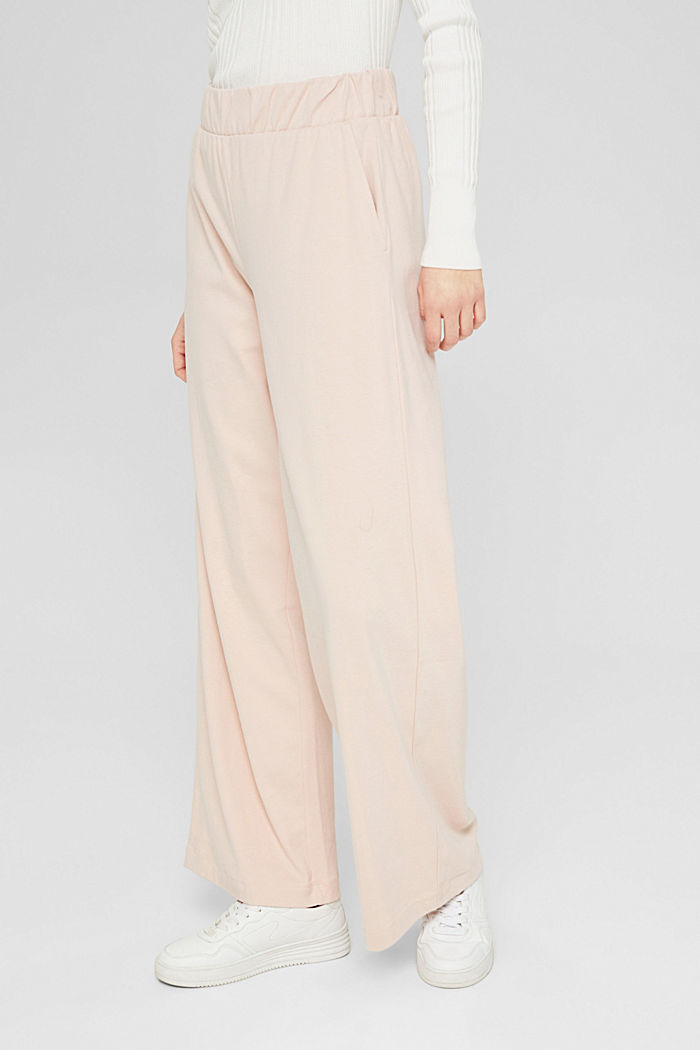Jersey trousers with a wide leg, DUSTY NUDE, overview
