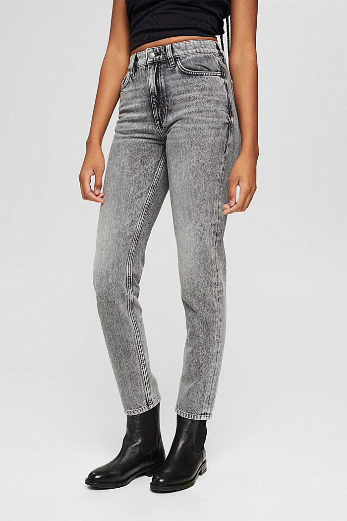 Jeans 7/8 con taglio fashion, misto cotone biologico, GREY MEDIUM WASHED, detail image number 0
