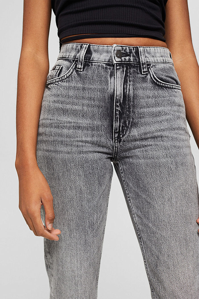 Jeans 7/8 con taglio fashion, misto cotone biologico, GREY MEDIUM WASHED, detail image number 2