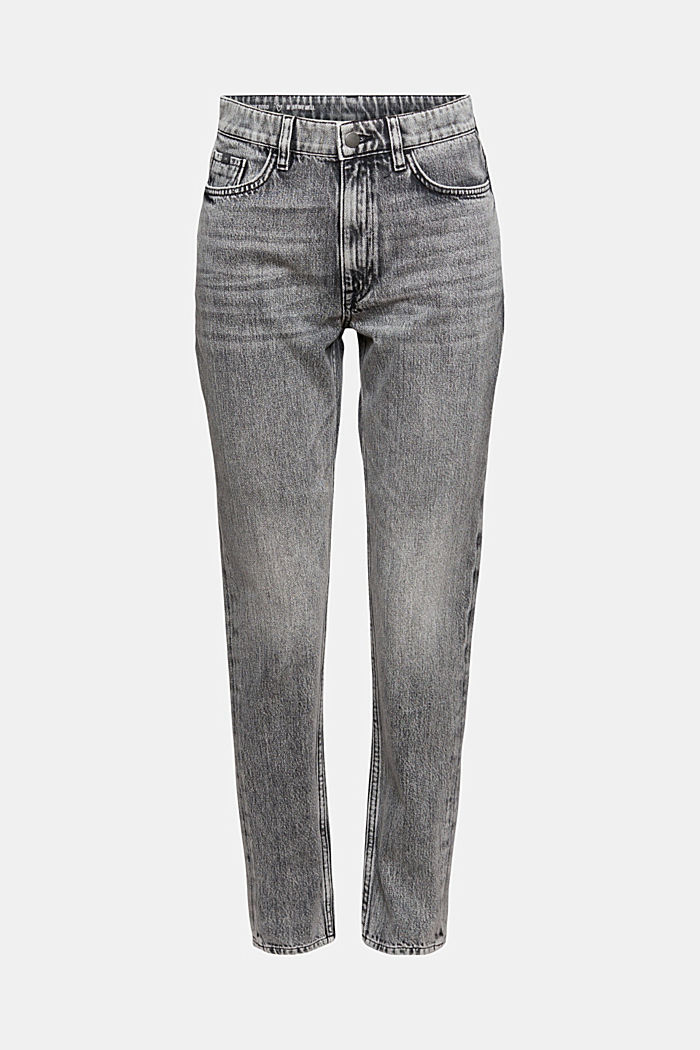 Jeans 7/8 con taglio fashion, misto cotone biologico, GREY MEDIUM WASHED, detail image number 6