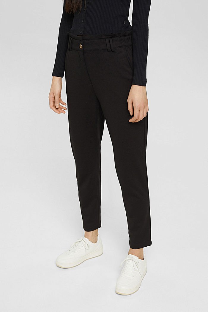 Jersey trousers with elasticated waistband, BLACK, detail image number 0