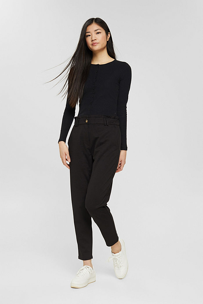 Jersey trousers with elasticated waistband, BLACK, detail image number 6