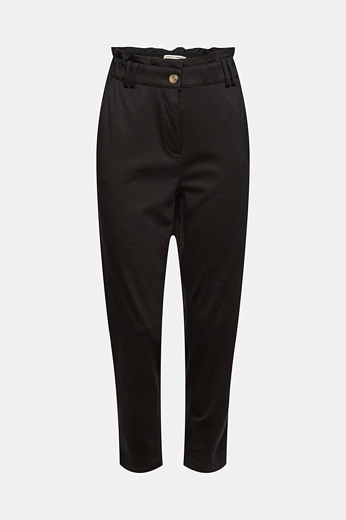 Jersey trousers with elasticated waistband, BLACK, overview