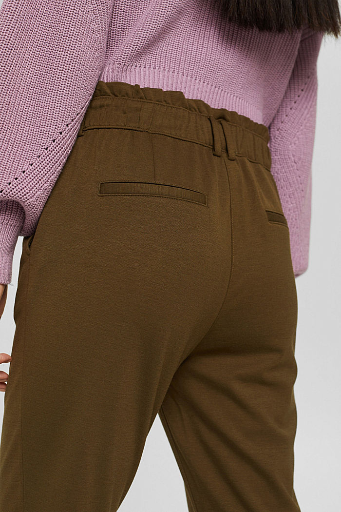 Jersey broek met elastische band, KHAKI GREEN, detail image number 5