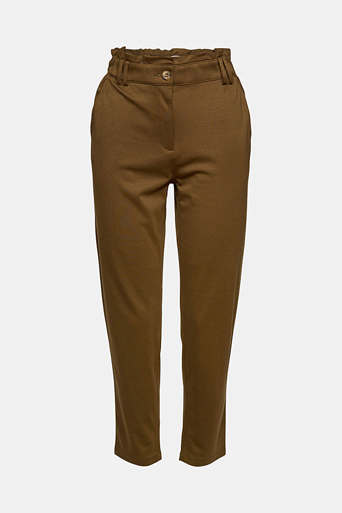 Jersey trousers with elasticated waistband, KHAKI GREEN, detail image number 7