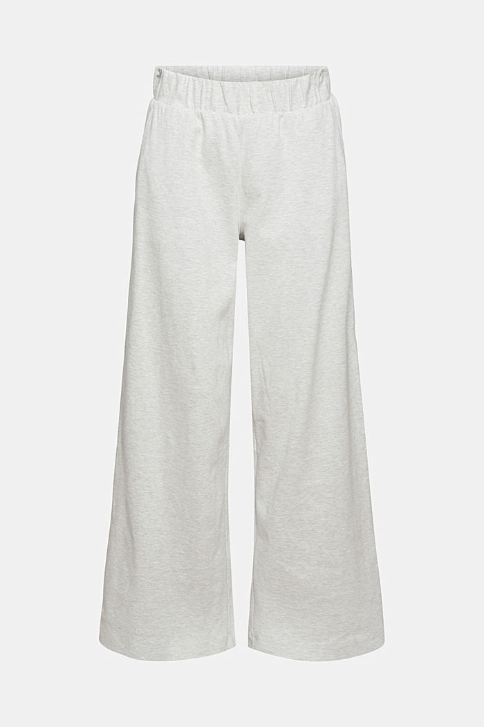 Sweatshirt tracksuit bottoms with wide legs, blended cotton, LIGHT GREY, overview