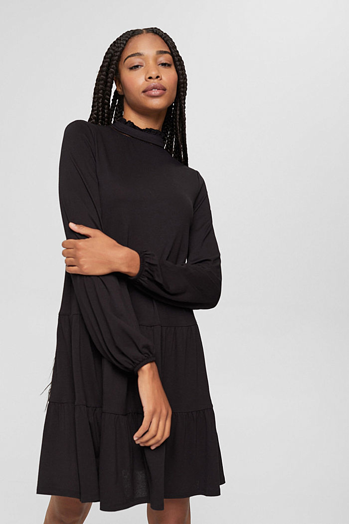 Jerseykleid aus LENZING™ ECOVERO™, BLACK, detail image number 0