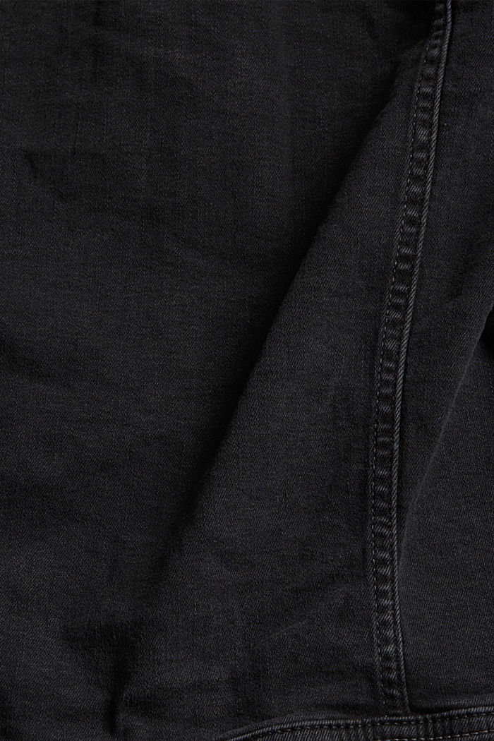 Veste en jean au look usé, coton biologique, BLACK DARK WASHED, detail image number 4