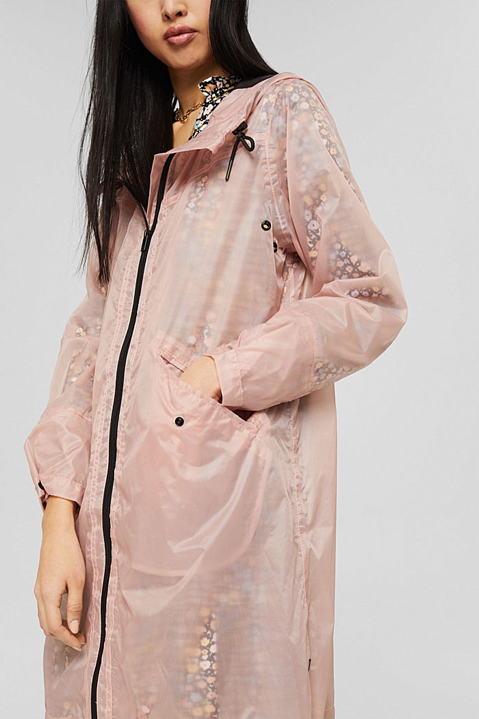 Transparent raincoat with hood, DUSTY NUDE, detail image number 2