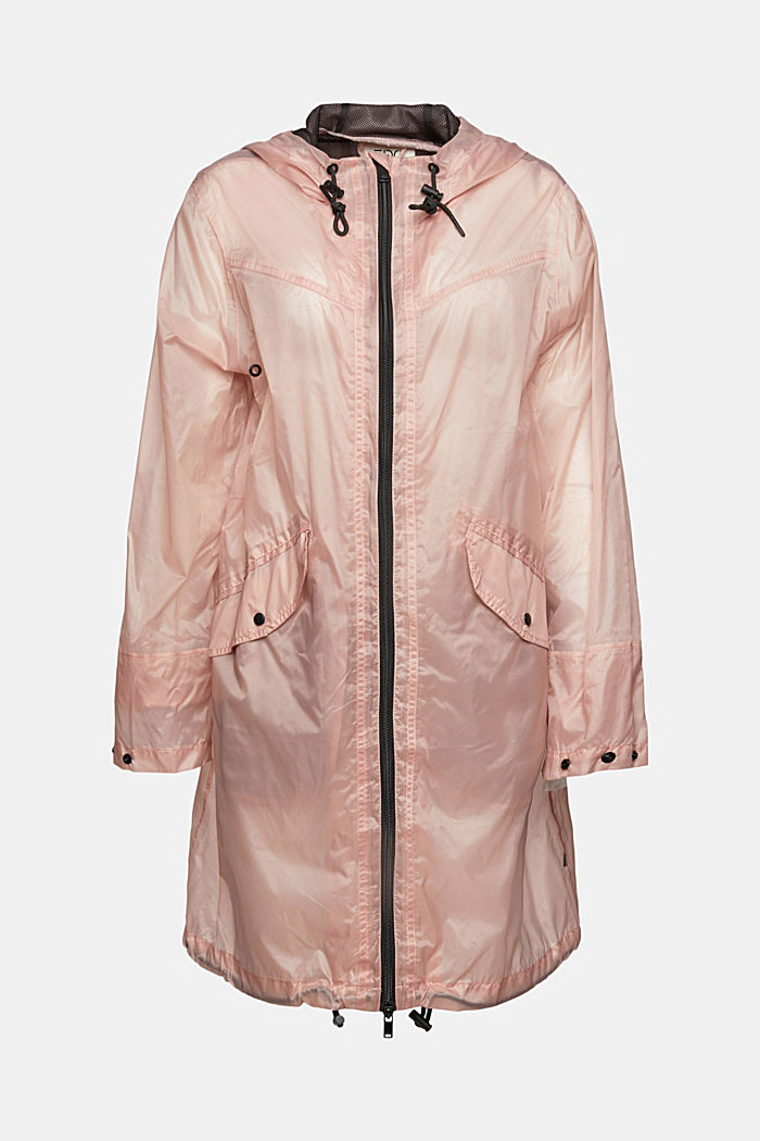 Manteau de pluie transparent à capuche, DUSTY NUDE, detail image number 7
