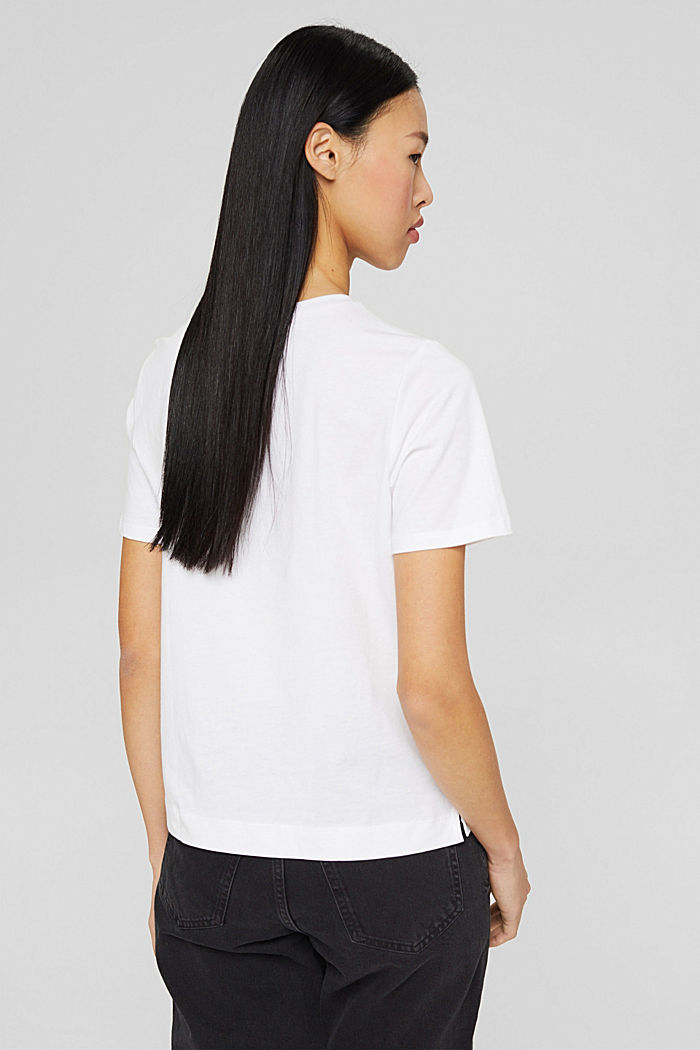 T-shirt orné d’une petit imprimé, coton biologique, WHITE, detail image number 3