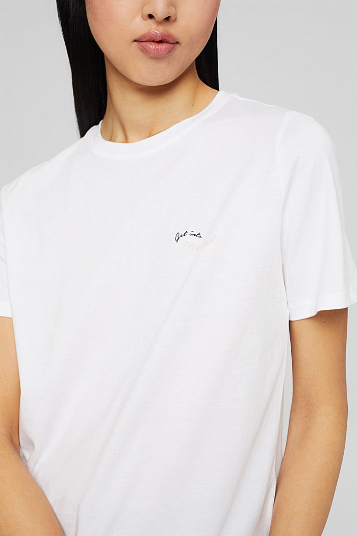 T-shirt orné d’une petit imprimé, coton biologique, WHITE, detail image number 2