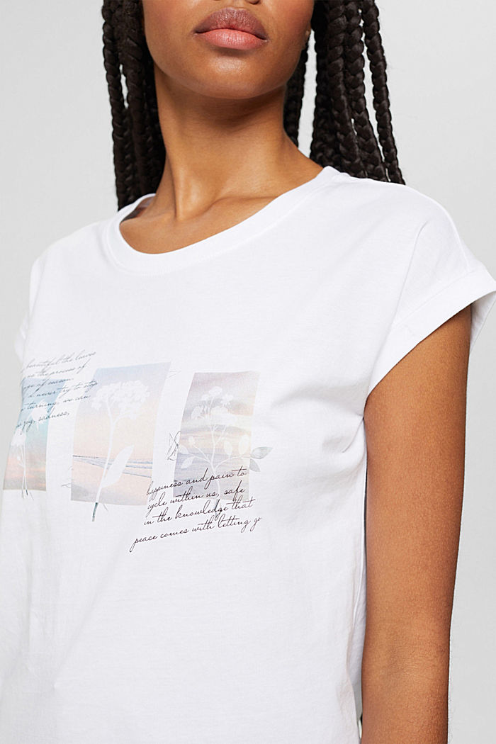 T-shirt à imprimé artistique, WHITE, detail image number 2