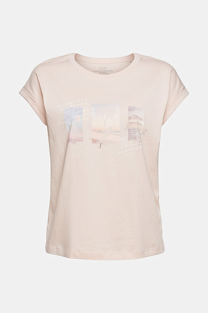 T-shirt with an artistic print, DUSTY NUDE, overview