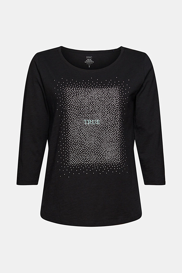 Top with 3/4-length sleeves and print, BLACK, overview
