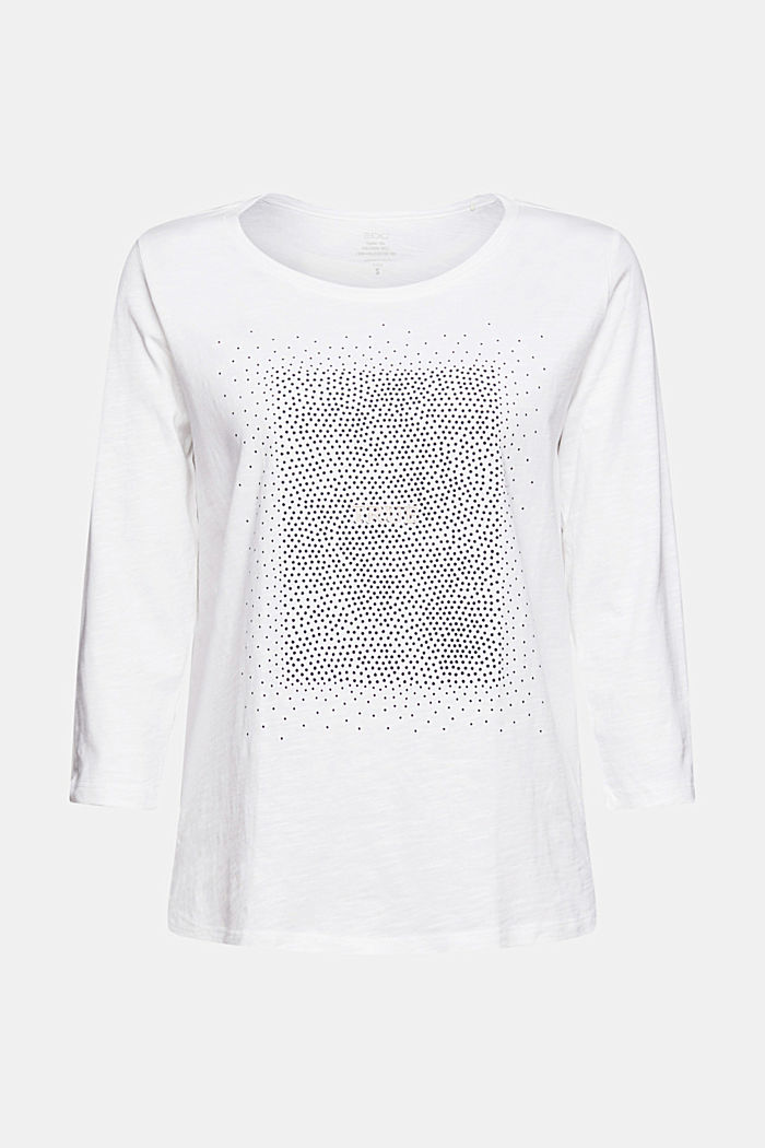 Shirt met 3/4-mouwen en print, WHITE, overview