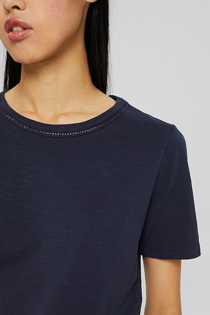 T-shirt with broderie anglaise, NAVY, detail image number 2