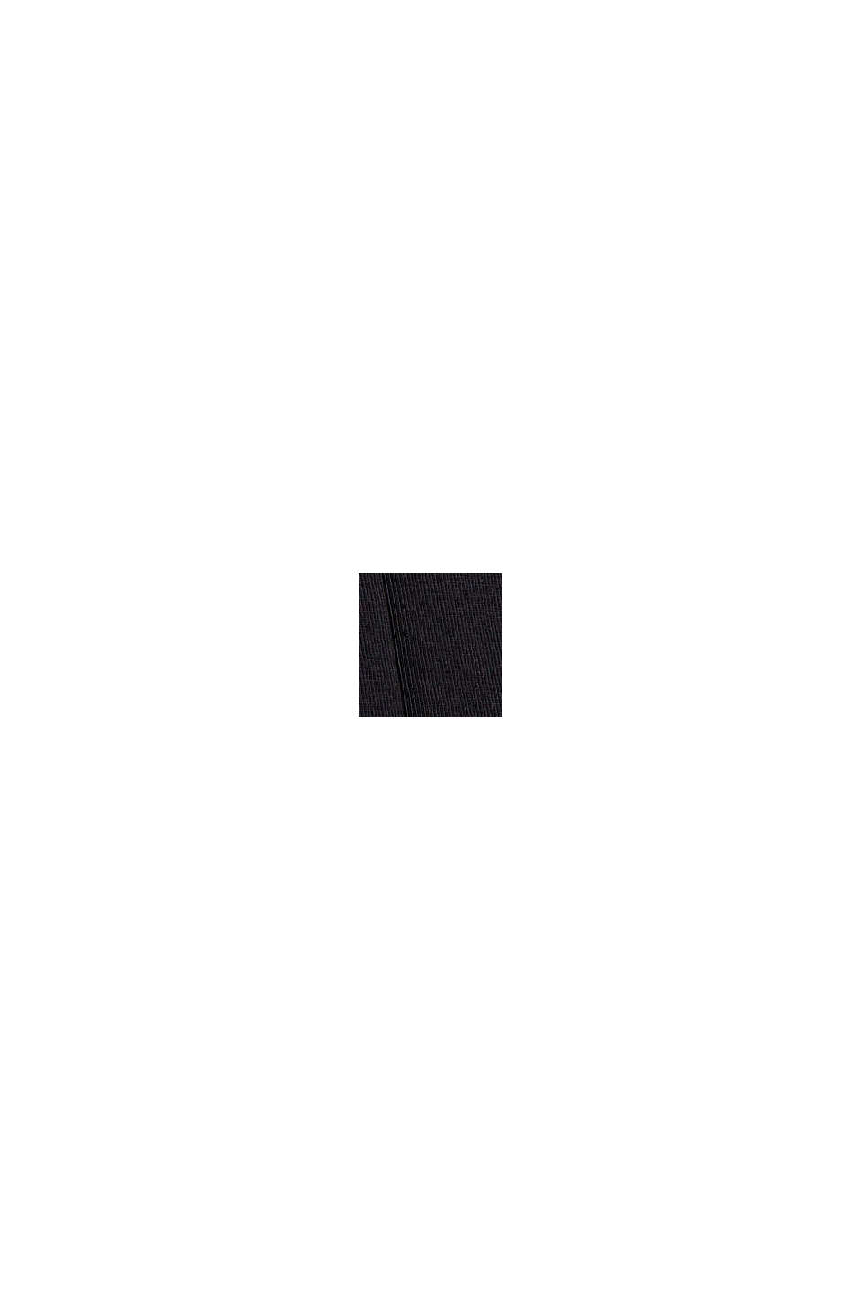 Langærmet top med bølgede kanter, BLACK, swatch