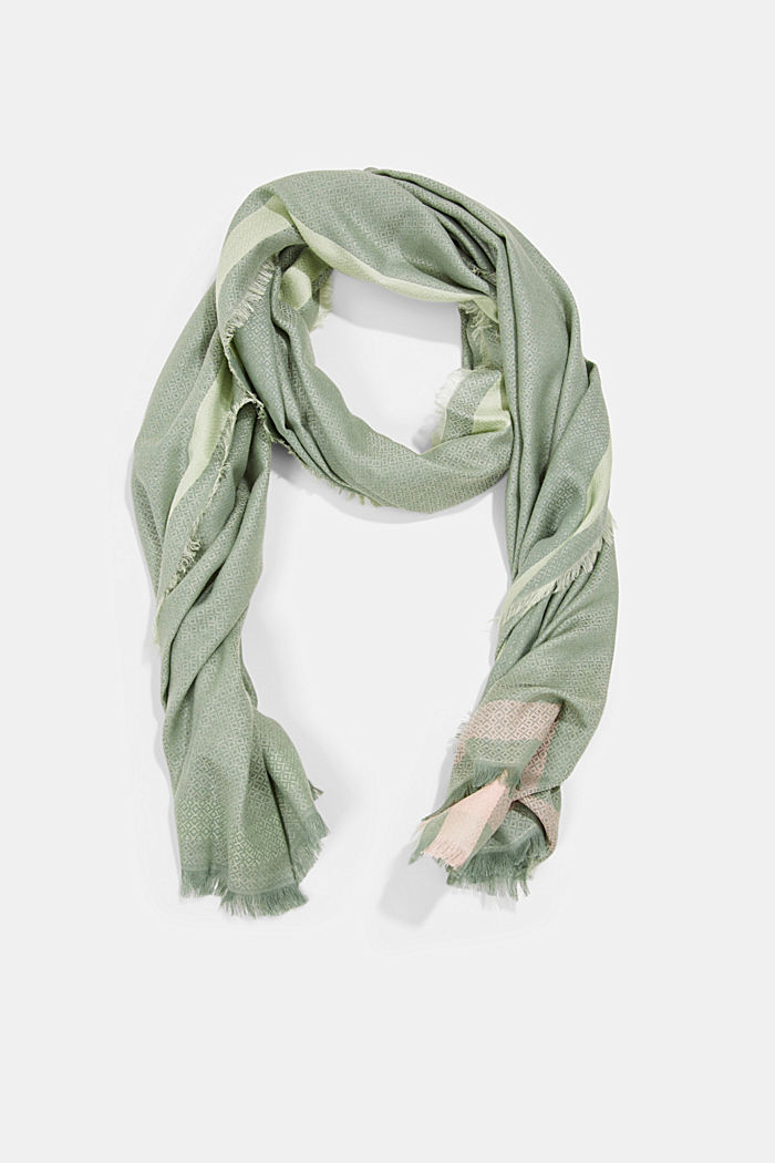 Patterned scarf, LENZING™ ECOVERO™, DUSTY GREEN, overview