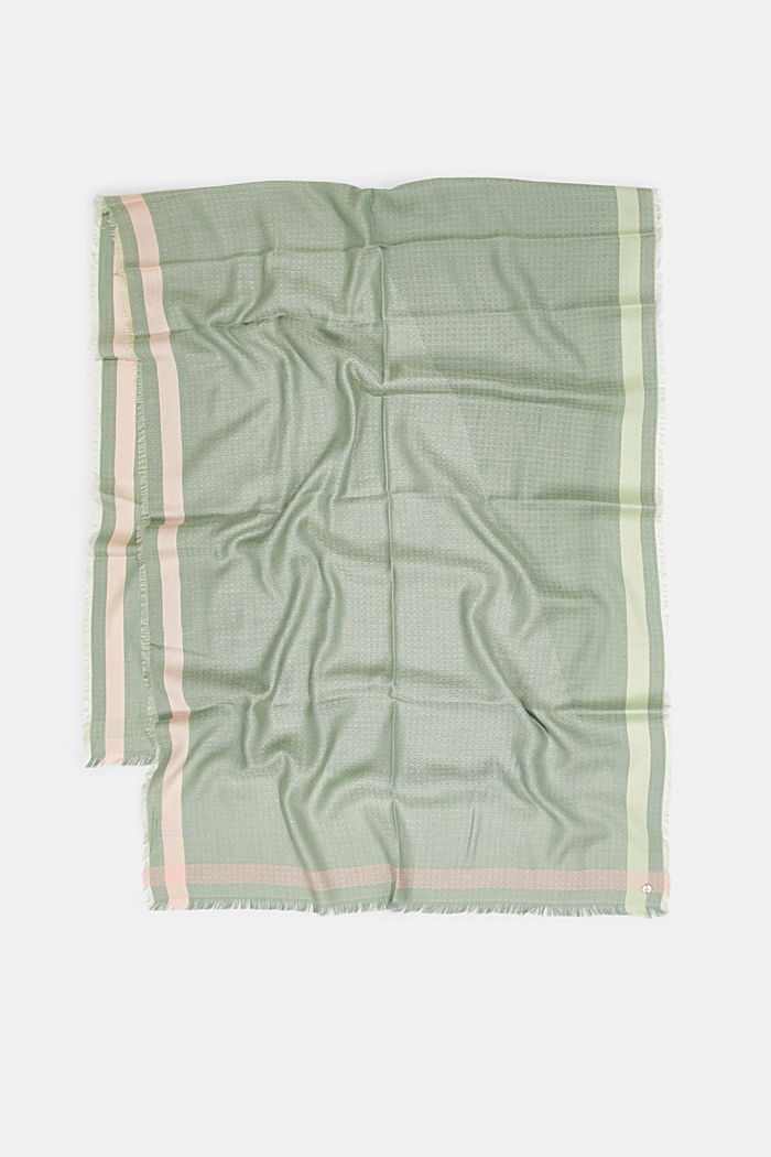 Patterned scarf, LENZING™ ECOVERO™, DUSTY GREEN, detail image number 3