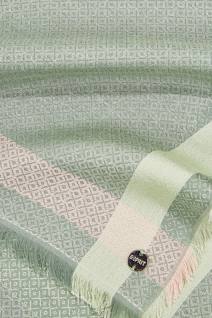 Patterned scarf, LENZING™ ECOVERO™, DUSTY GREEN, detail image number 2