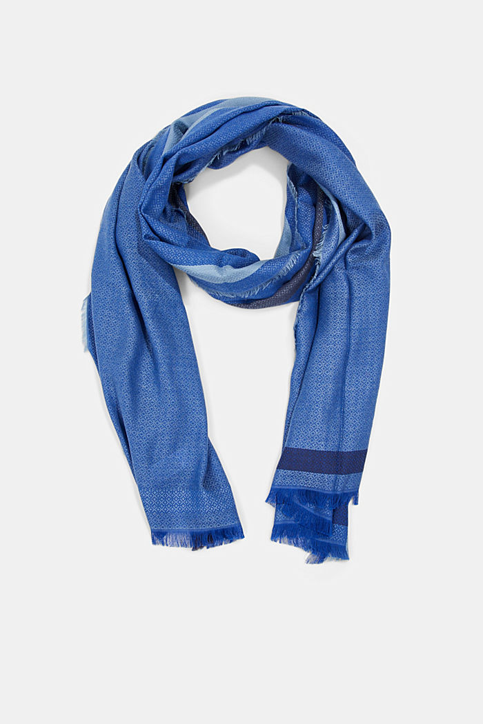 Sjaal met motief, LENZING™ ECOVERO™, BRIGHT BLUE, detail image number 0