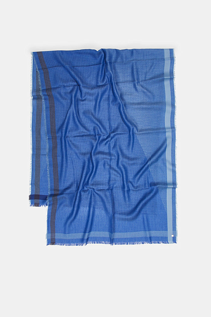 Patterned scarf, LENZING™ ECOVERO™, BRIGHT BLUE, detail image number 4