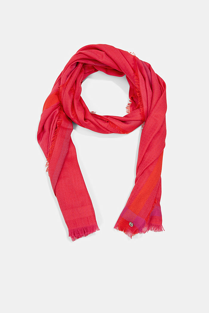 Patterned scarf, LENZING™ ECOVERO™, PINK FUCHSIA, overview