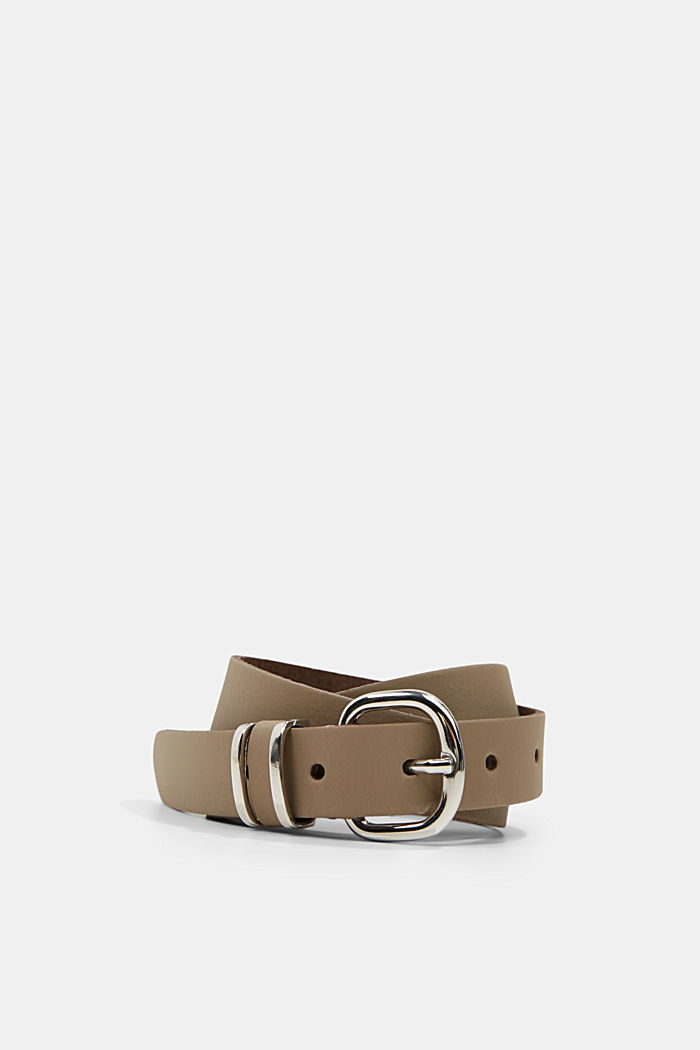 Narrow leather belt, TAUPE, detail image number 0