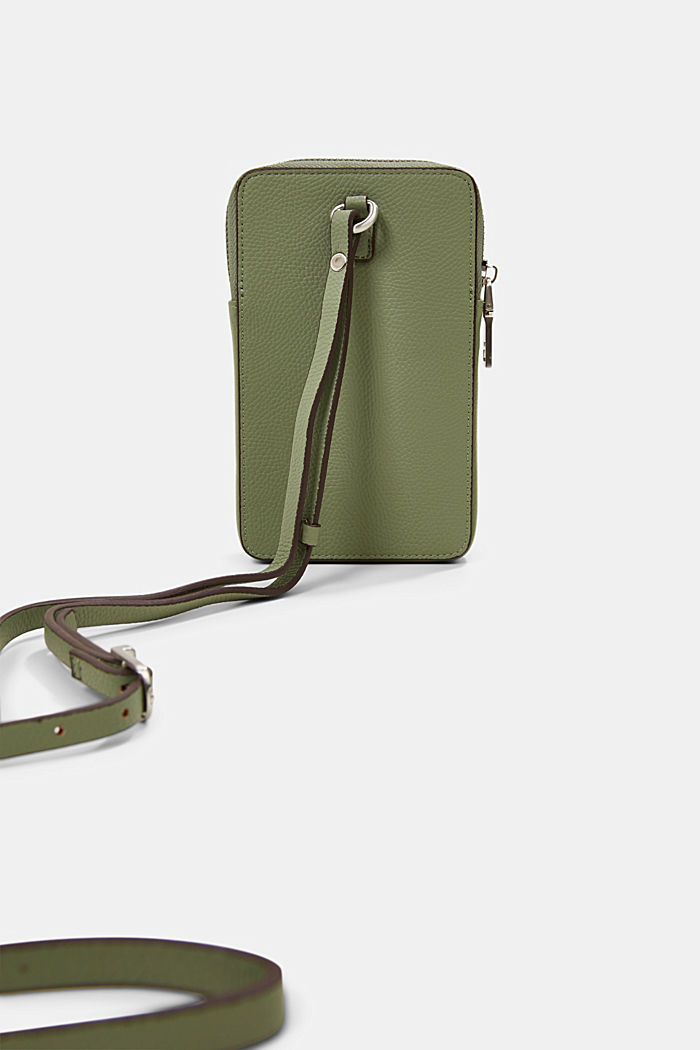 Vegan: faux leather phone bag, DUSTY GREEN, detail image number 2