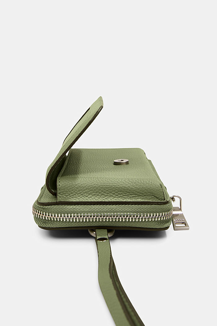 Vegan: faux leather phone bag, DUSTY GREEN, detail image number 4