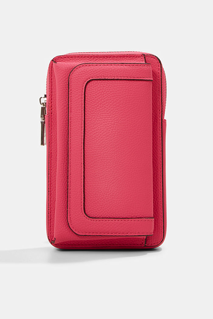 In materiale vegano: phone bag in similpelle, PINK FUCHSIA, detail image number 0
