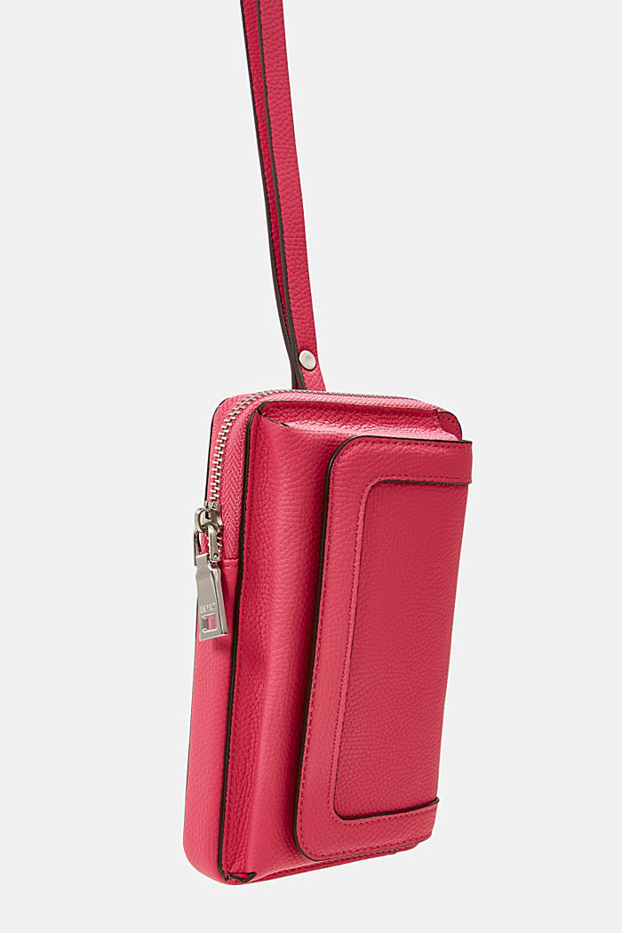 In materiale vegano: phone bag in similpelle, PINK FUCHSIA, detail image number 1