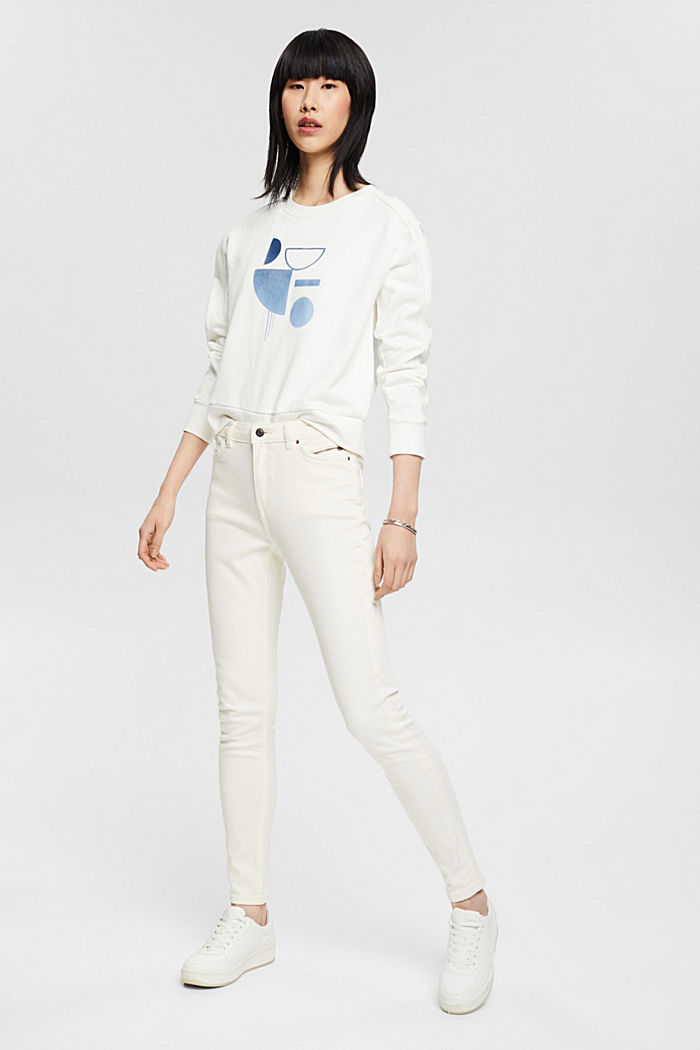Stretch trousers with zip detail, OFF WHITE, detail image number 5