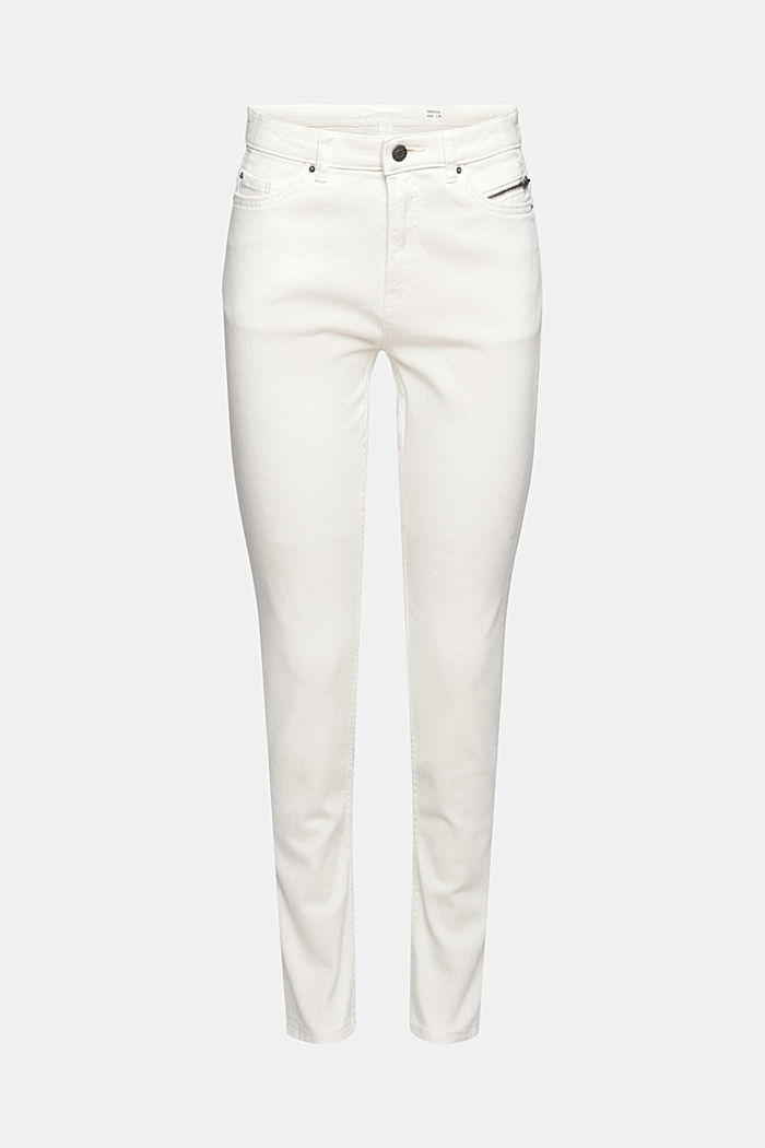Pantaloni stretch con dettaglio con zip, OFF WHITE, detail image number 6