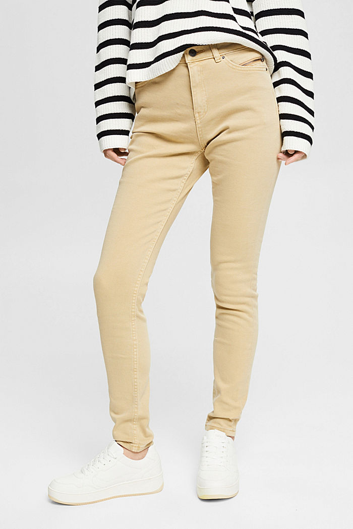 Stretch trousers with zip detail, SAND, detail image number 0