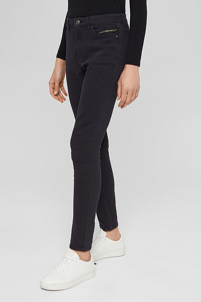 Stretch trousers with zip detail, NAVY, detail image number 0