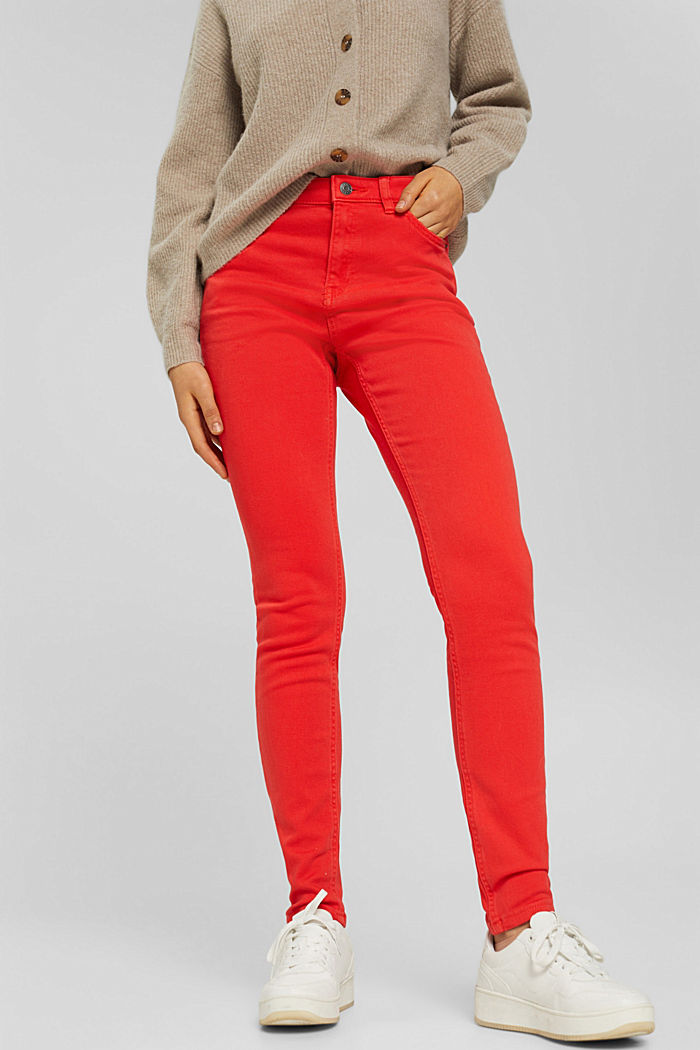 Stretch trousers with zip detail, ORANGE RED, detail image number 0