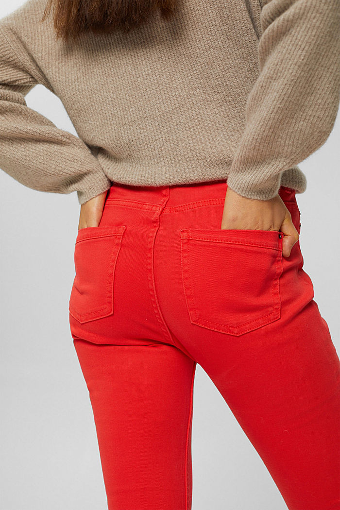 Stretch trousers with zip detail, ORANGE RED, detail image number 5