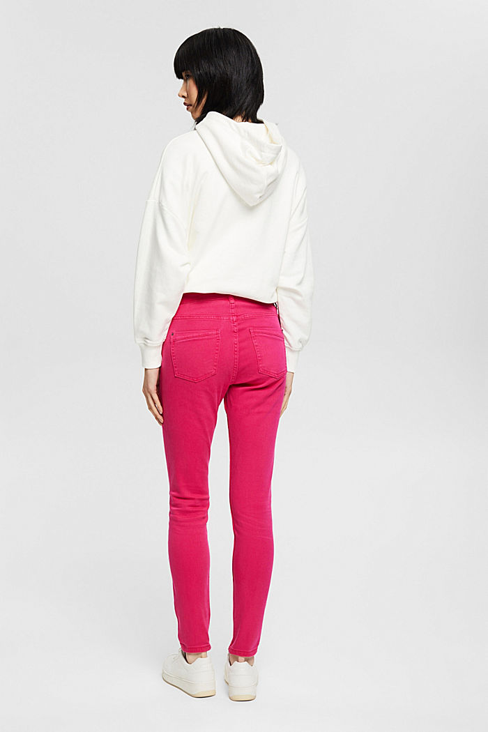 Stretch trousers with zip detail, PINK FUCHSIA, detail image number 3